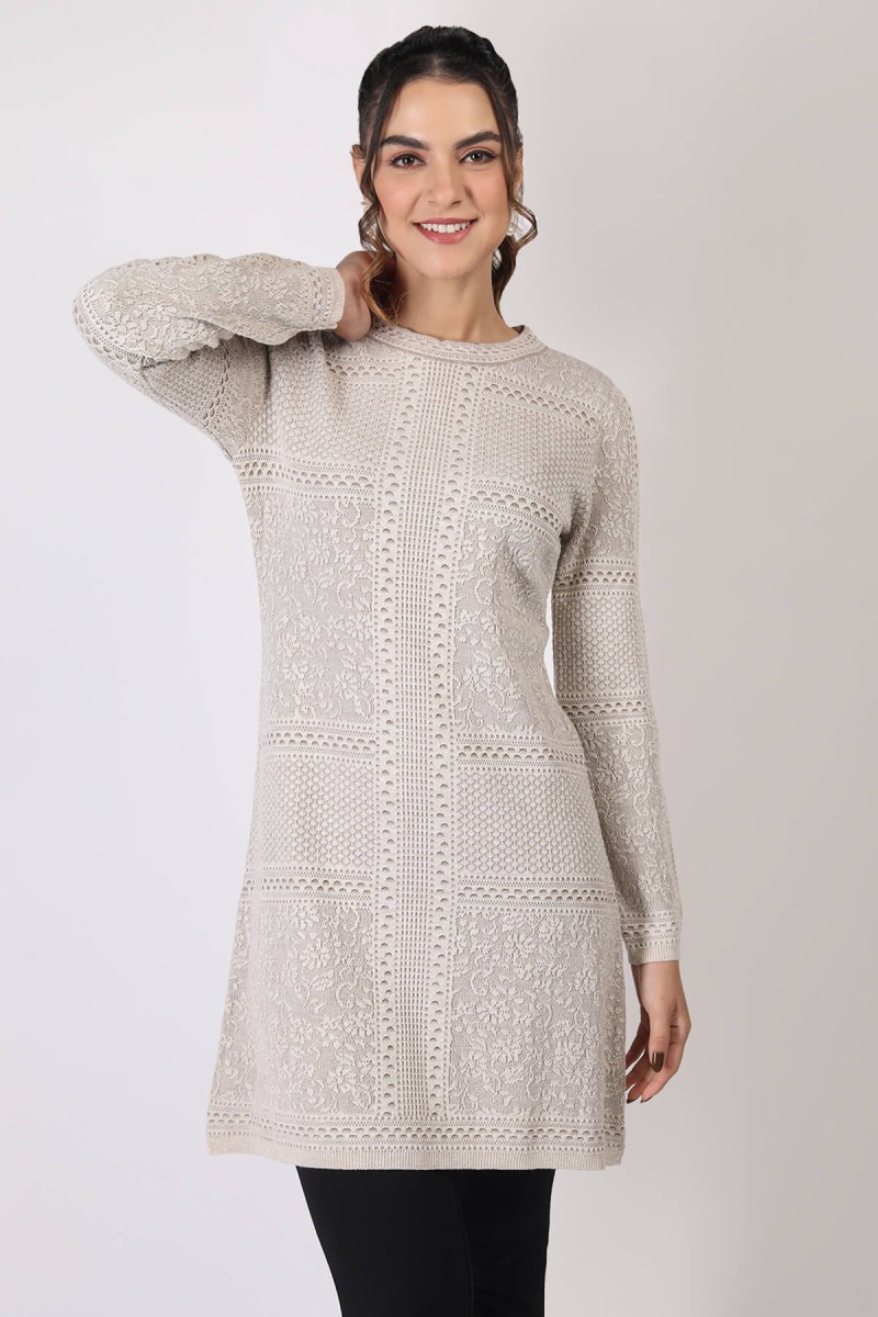 POINTELLE FLORAL JACQUARD TUNIC 