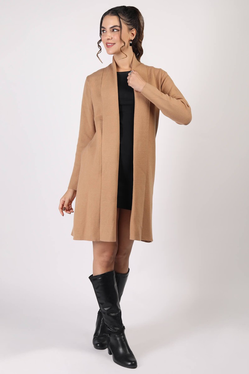 SHAWL COLLOR LONG OPEN CARDIGAN