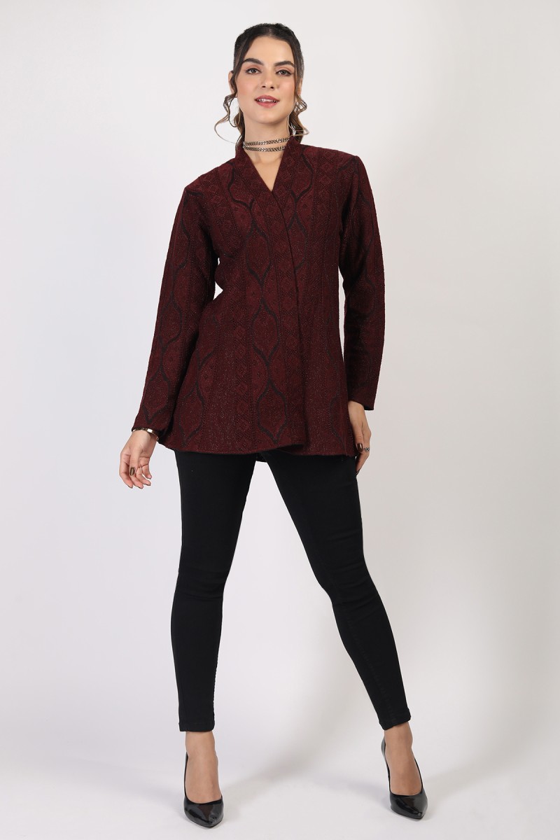 POINTELLE JACQUARD MATELLIC OPEN CARDIGAN 