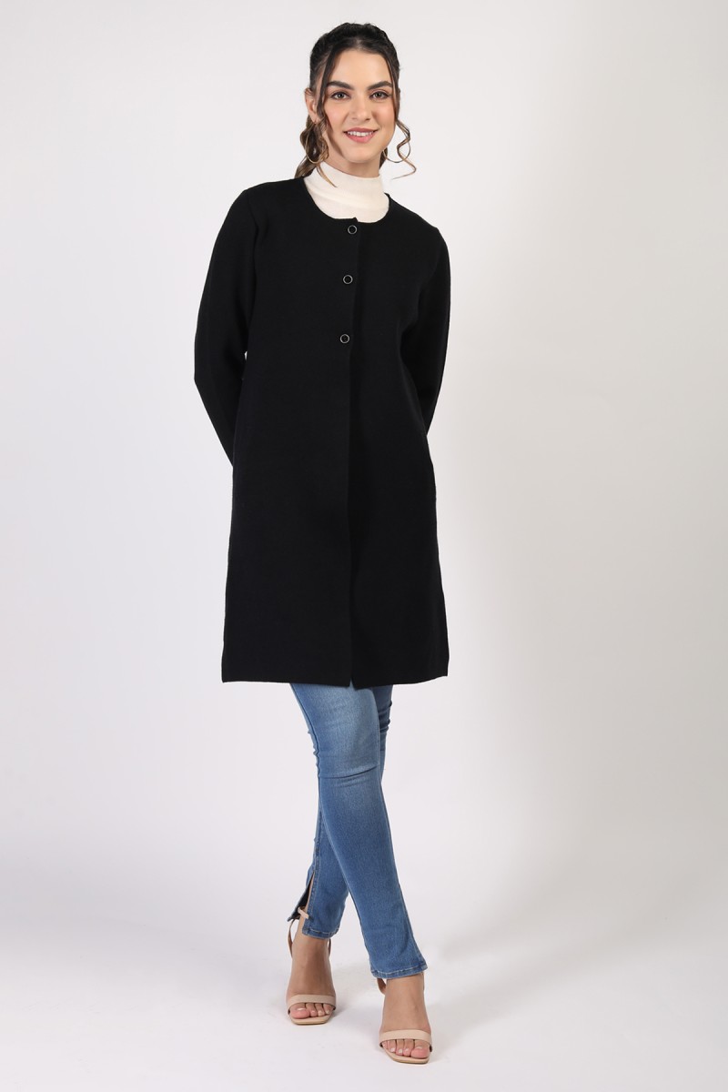 LONG ROUND NECK OPEN CARDIGAN