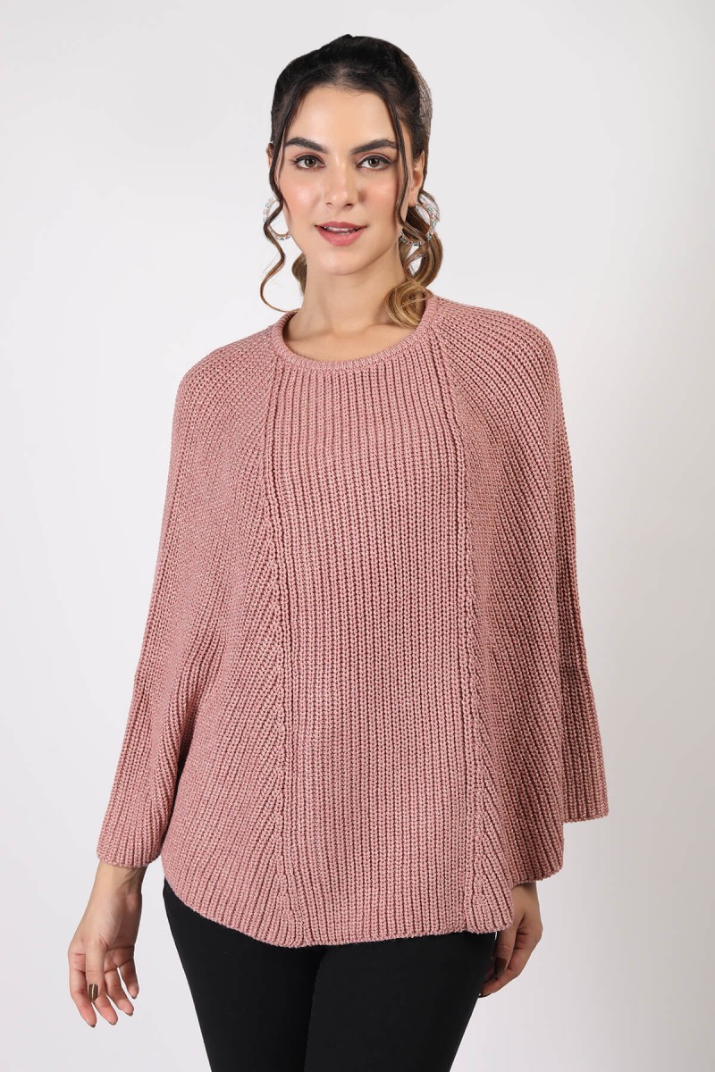 KNITTED METALLIC PONCHO 