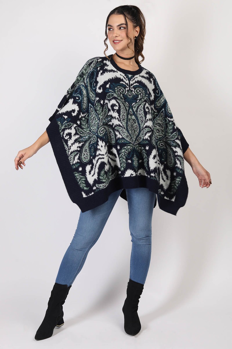 PAISLEY JACQUARD PONCHO 