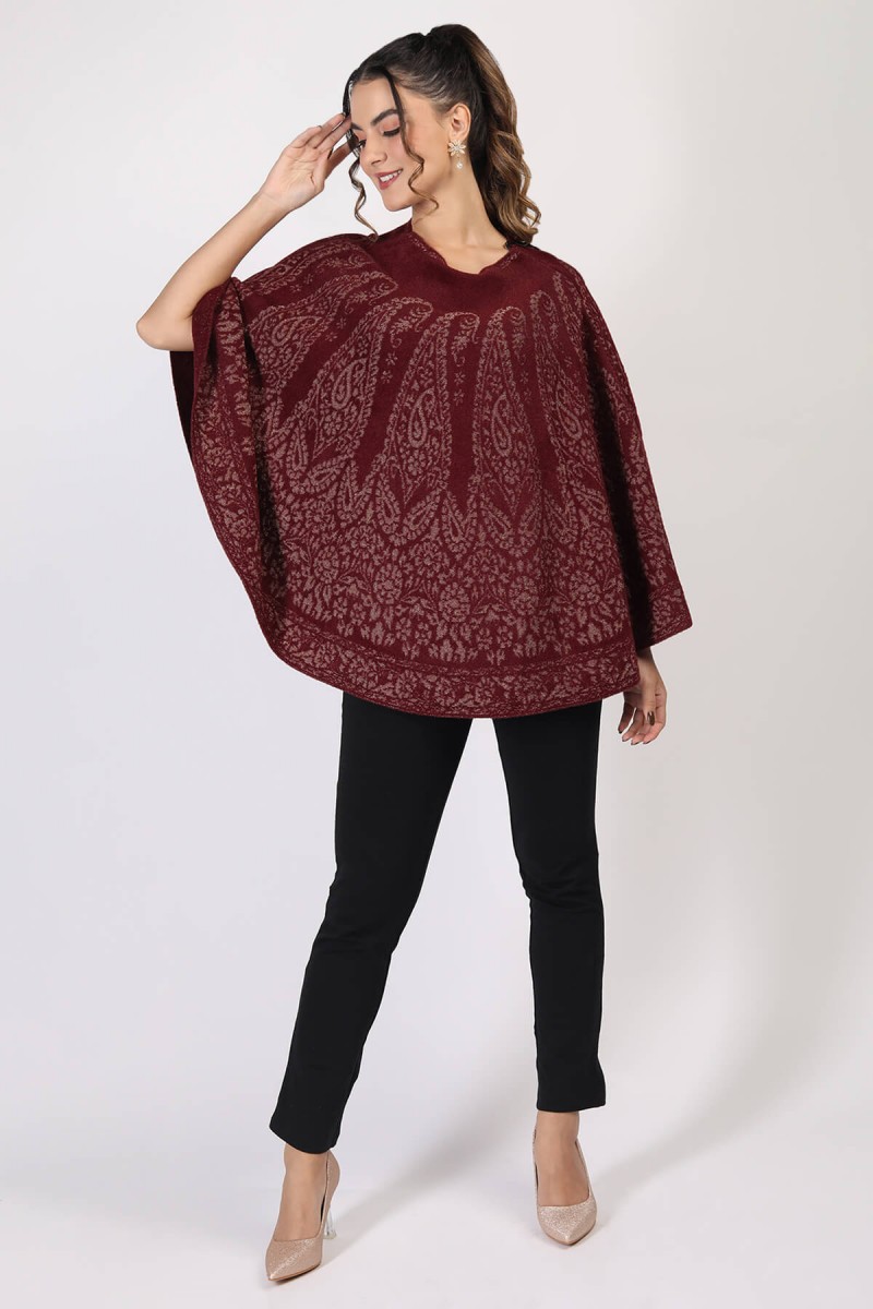 PAISLEY JACQUARD PONCHO 