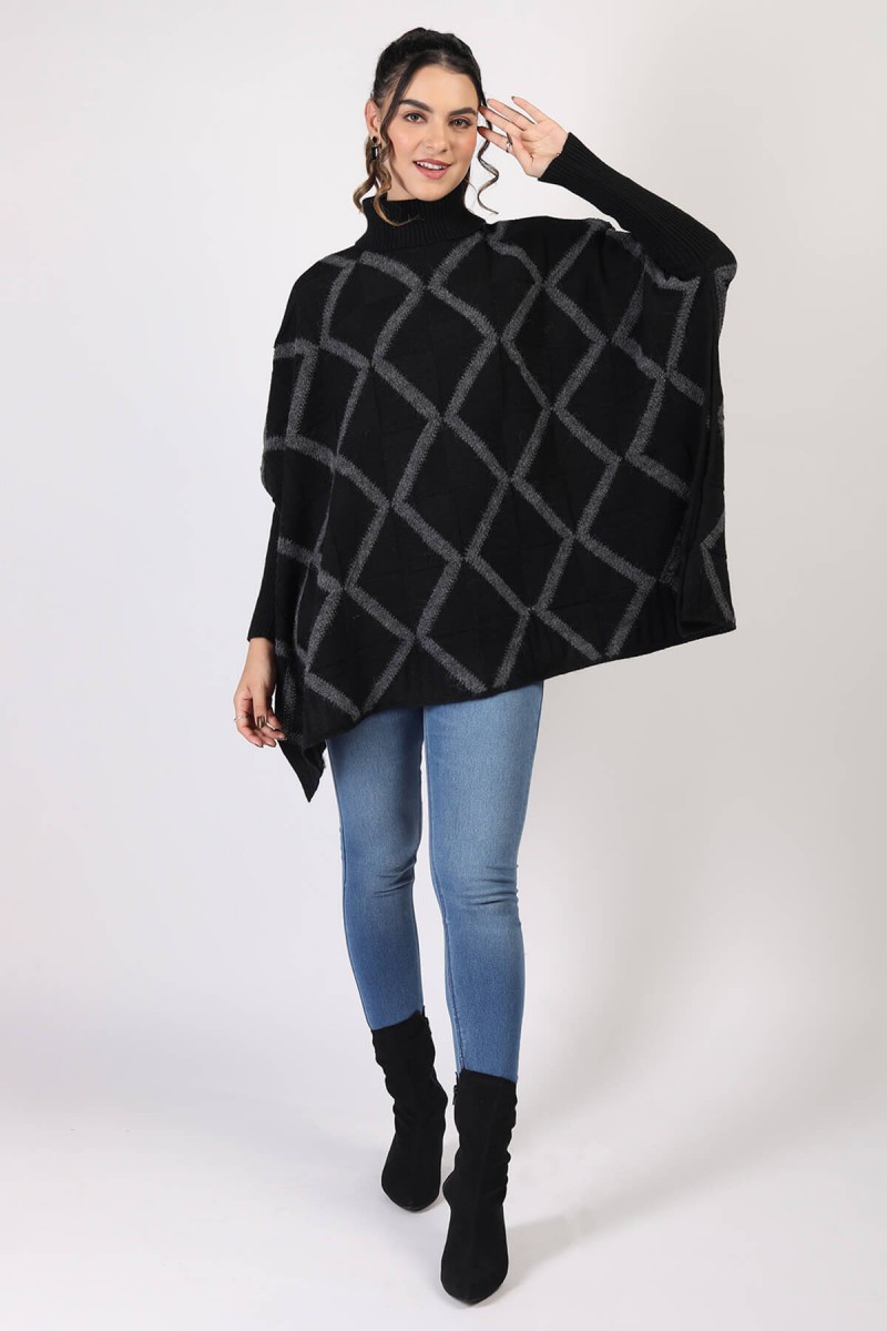 INTARSIA KNITTED PONCHO 