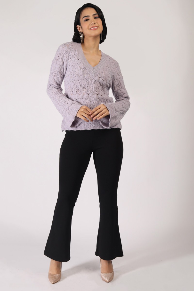 POINTELLE KNIT TOP IN METALLIC YARN