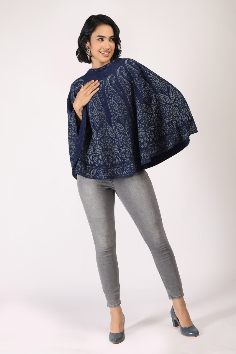 PAISLEY JACQUARD PONCHO 