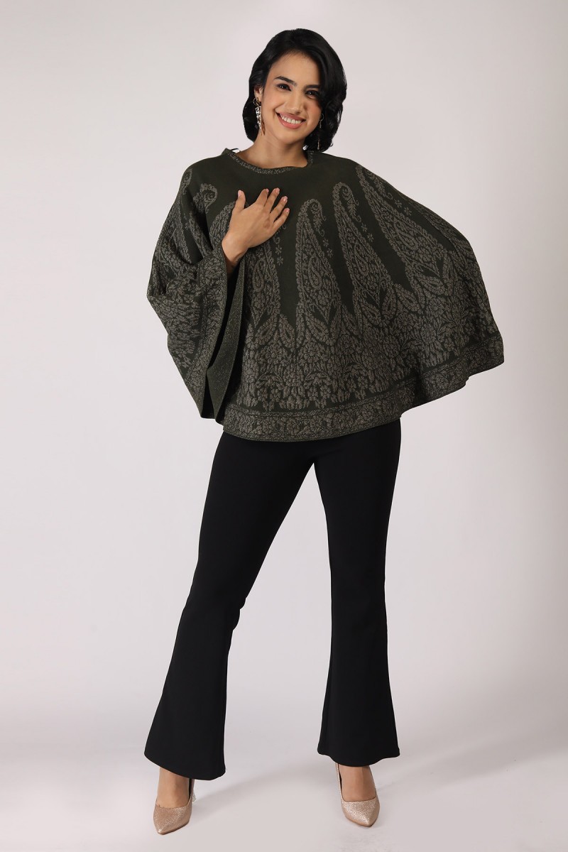 PAISLEY JACQUARD PONCHO 