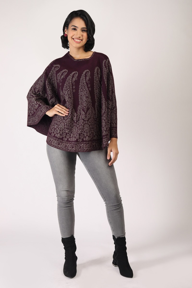 PAISLEY JACQUARD PONCHO 