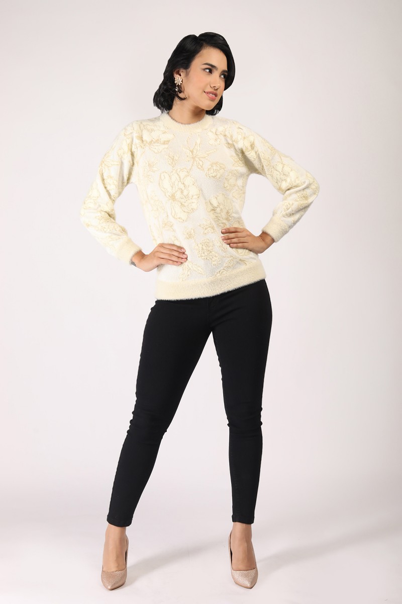 FLORAL INTARSIA KNITTED TOP