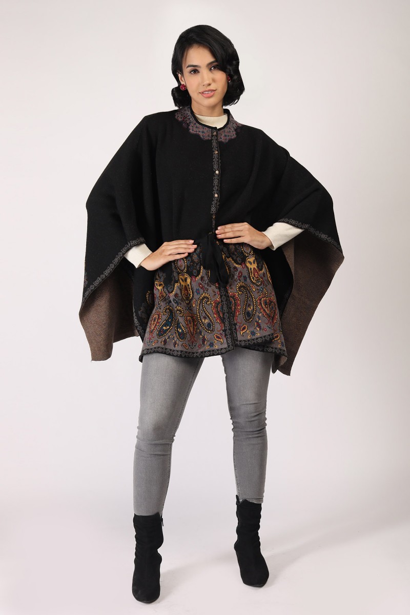 PAISLEY  JACQUARD KNITTED CAPE 