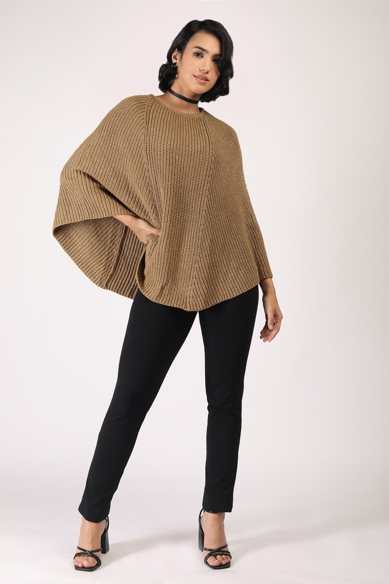 KNITTED METALLIC PONCHO 