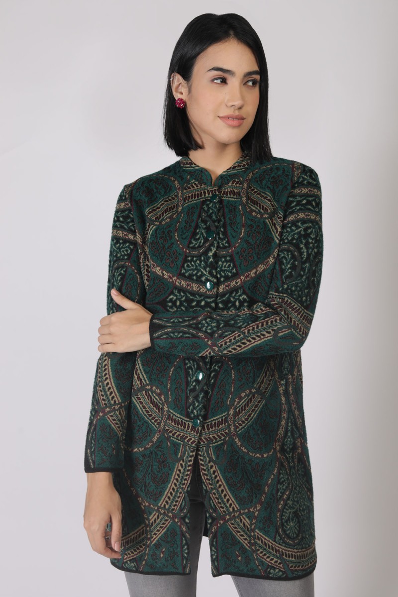 PAISLEY JAQUARD KNITTED COAT