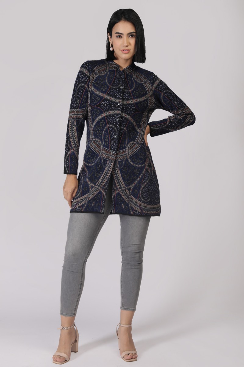 PAISLEY JAQUARD KNITTED COAT