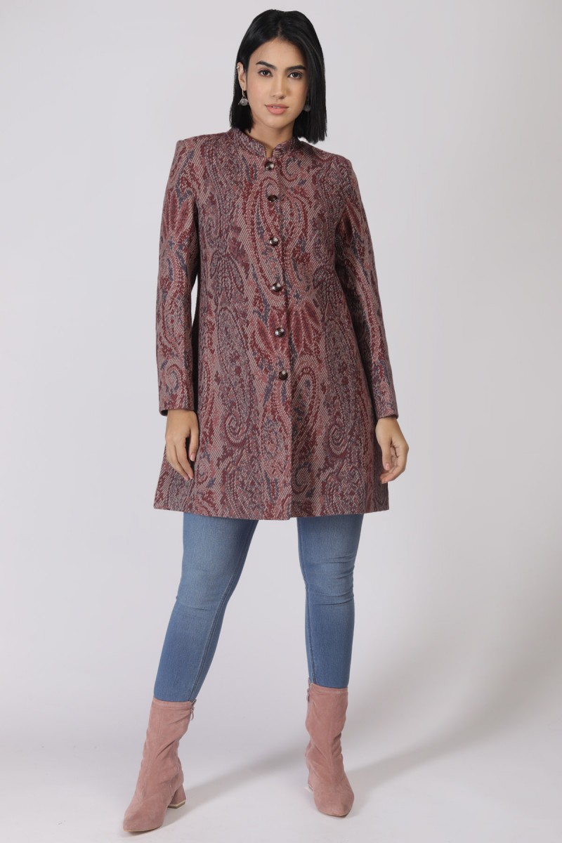 PAISLEY JAQUARD KNITTED COAT