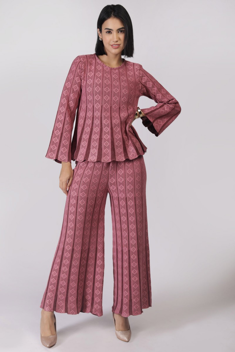 POINTELLE JACQUARD PEPLUM CO-ORD SET 