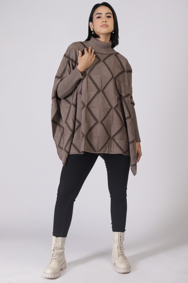 INTARSIA KNITTED PONCHO 