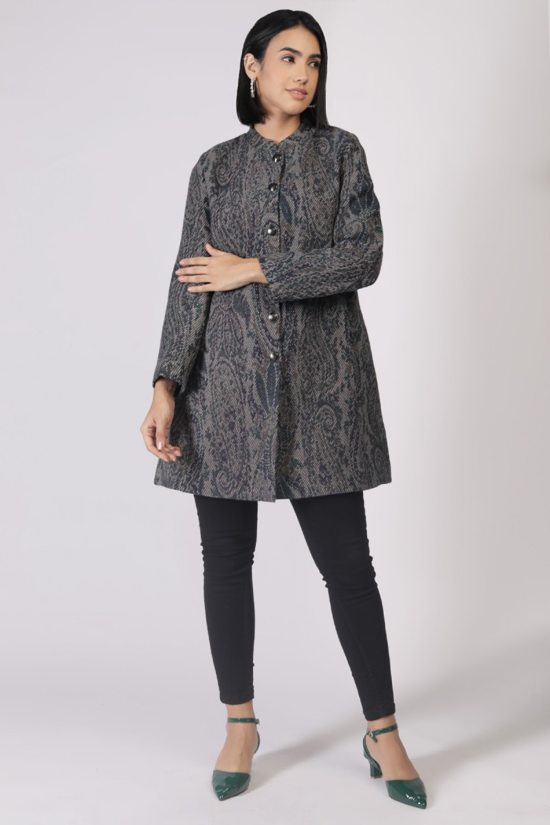 PAISLEY JAQUARD KNITTED COAT