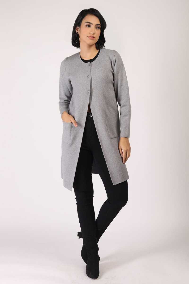 LONG ROUND NECK OPEN CARDIGAN